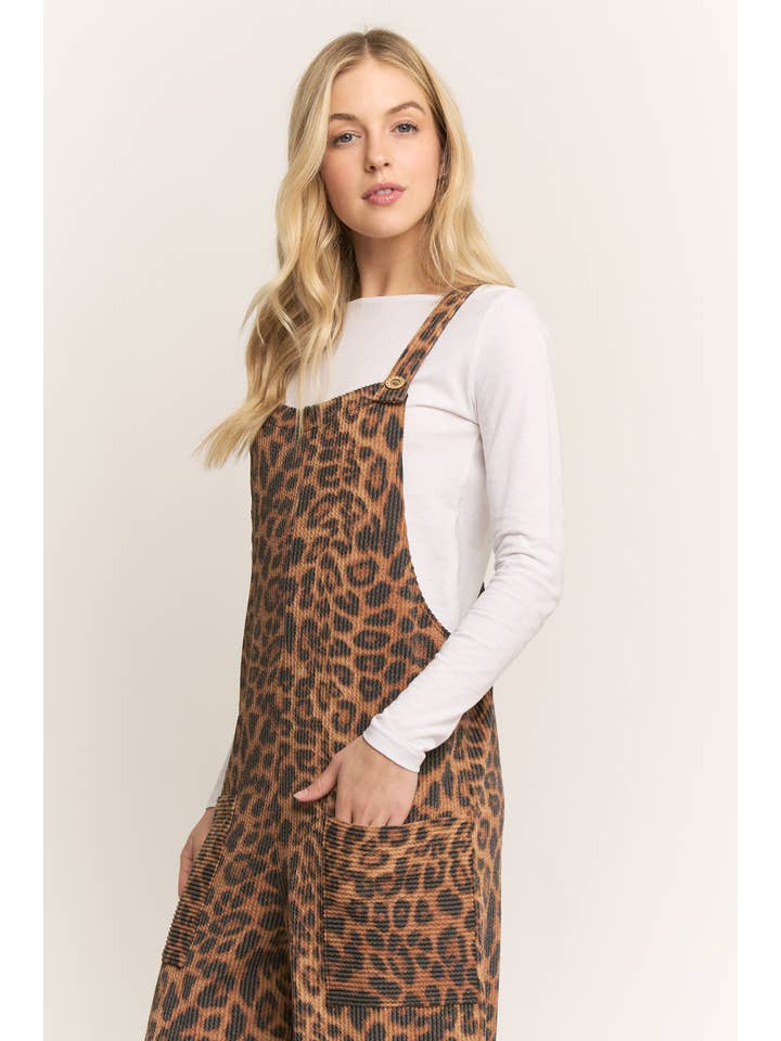 BROWN SLEEVELESS ANIMAL URBAN RIBBED JUMPSUITS for wholesale on Faire8