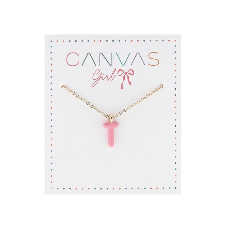 Canvas Style – Colar - Crianças por atacado – Colar Infantil com Letra Revestida de Esmalte Viola em Ouro Brilhante11