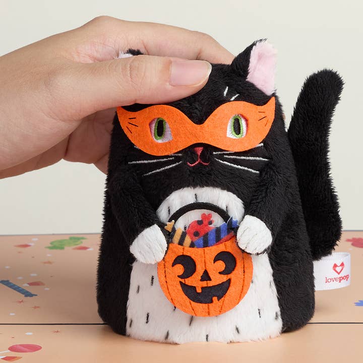 Lovepop Cards - Wholesale Halloween Card - Halloween Cat 6”x8” Plushpop Card