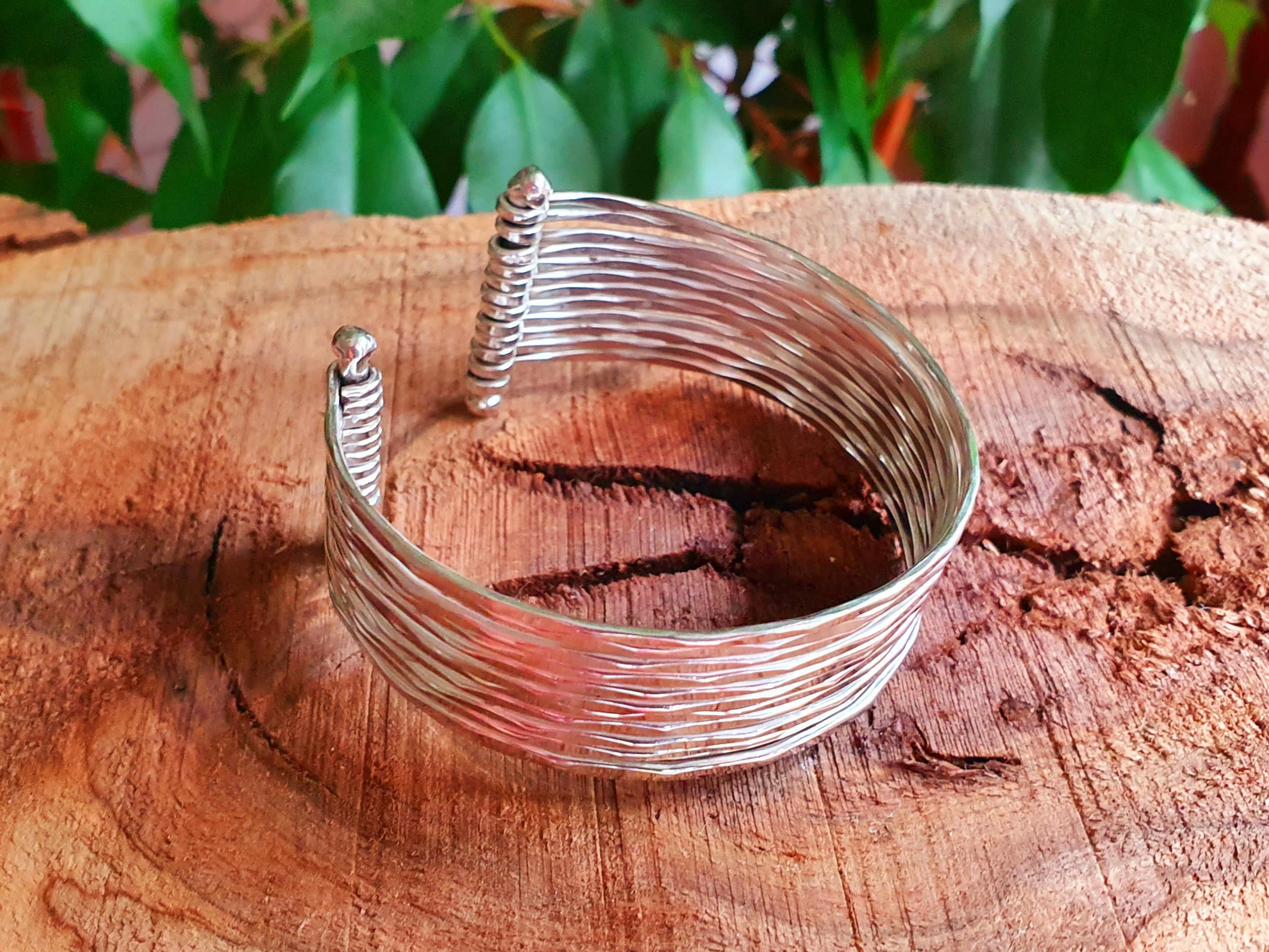 Kaali Boutique - Wholesale Cuff Bracelet - Textured Silver Cuff Bracelet / Boho / Ethnic / Rustic / Bohemian / Hippie / Gypsy / Jewellery / Adjustable6