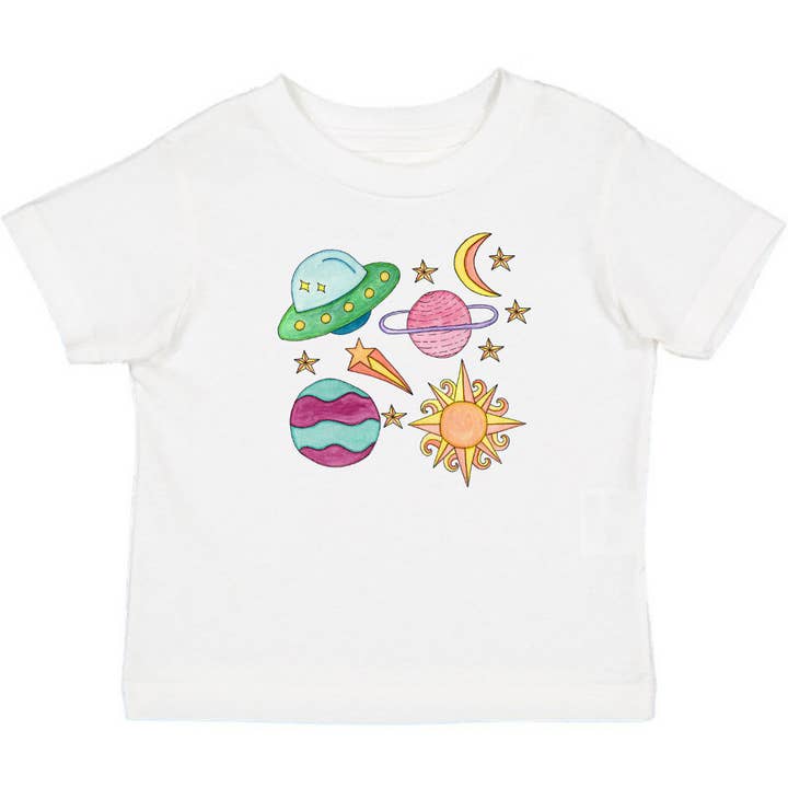 Space Doodle Toddler Tee for wholesale by Peach & Bear