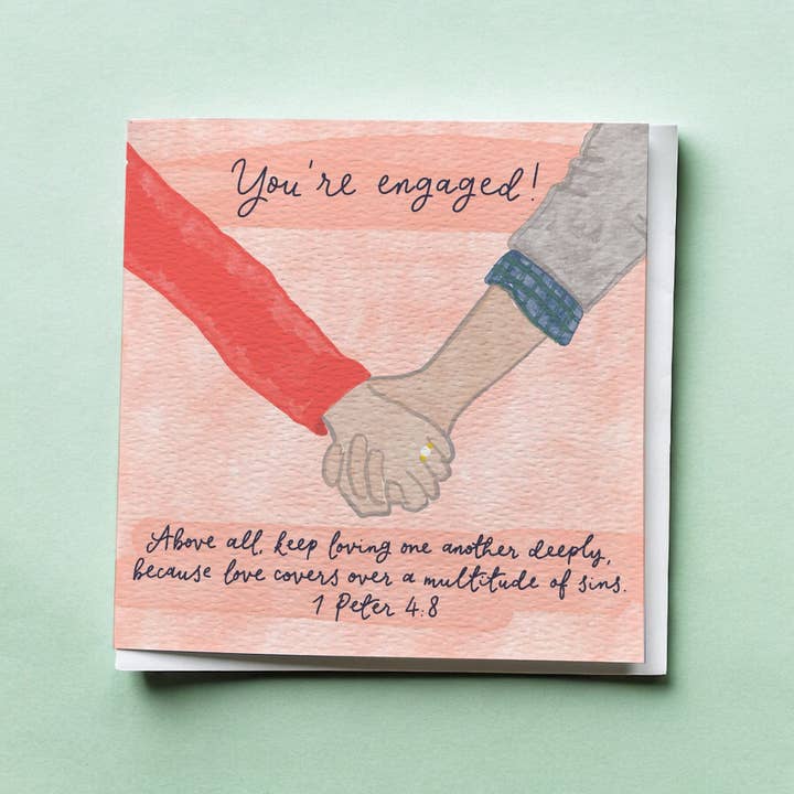 Christelijke verlovingskaart schrift, Bijbelvers gefeliciteerd voor wholesale door And Hope Designs - Cards, Stickers & Stationery