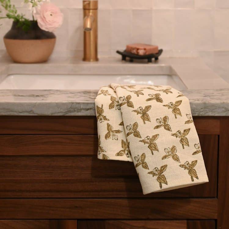 Rebecca Deneau - Wholesale Tea Towel - Trillium Hand Block Printed Tea Towel1