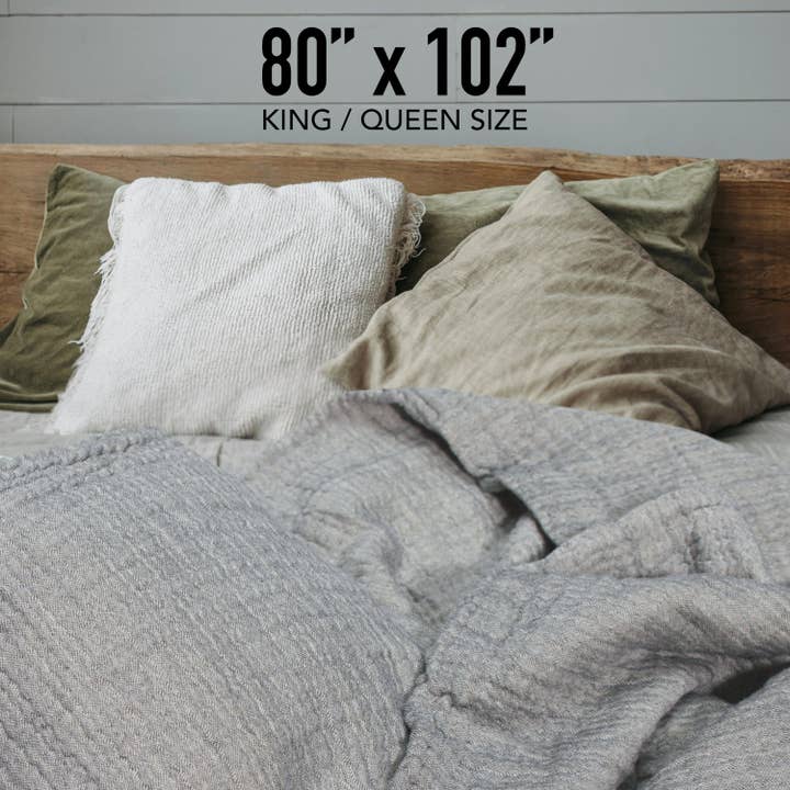 100% Cotton Reversible Muslin Coverlet 80" x 102" for wholesale by Country Cottons