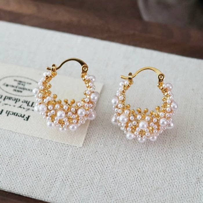 LanLivia – Engroshandel Hoops – Romantiske perlekurv øreringe - Guld og Sølv8