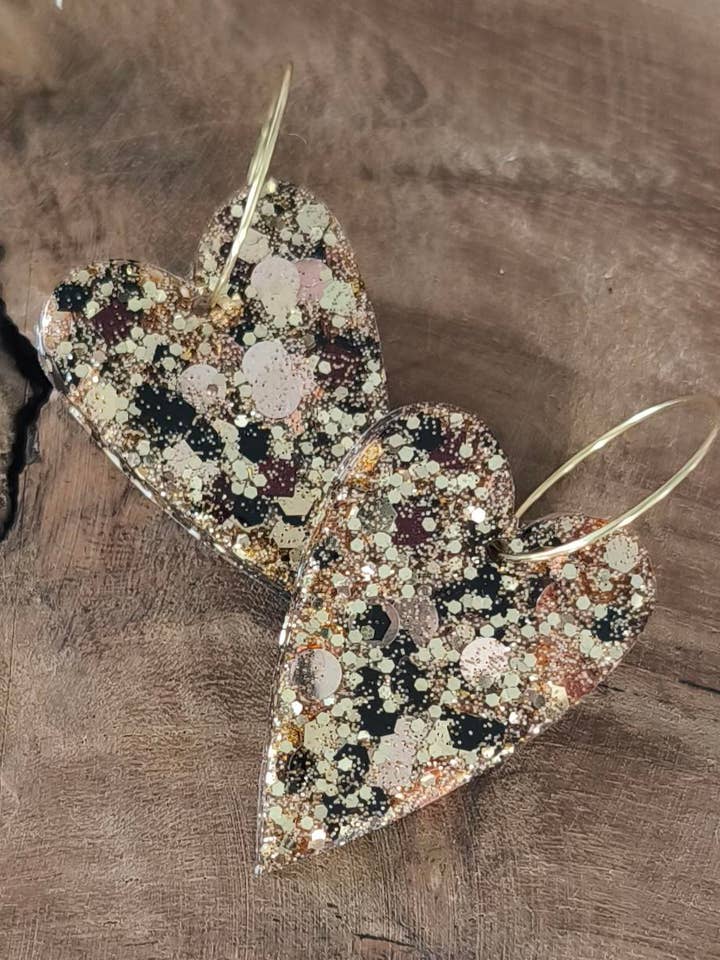 Mini love black and gold earrings for wholesale by Les Noeuds de Maman