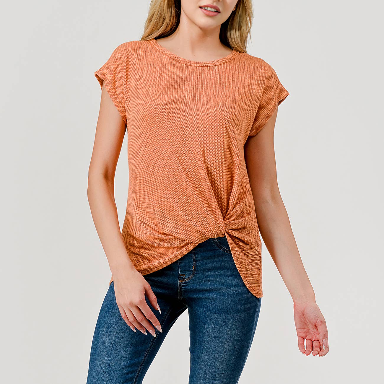 Heimious - Vente Haut en maille – femme - Haut en tricot à manches courtes et nœud décollé, T80511