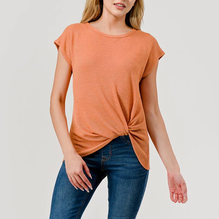 Heimious - Vente Haut en maille – femme - Haut en tricot à manches courtes et nœud décollé, T80511