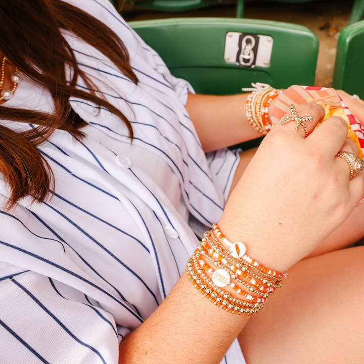 Beaded Blondes - Wholesale Beaded Bracelet - Tennessee Logo Flip Bracelet on Gold8