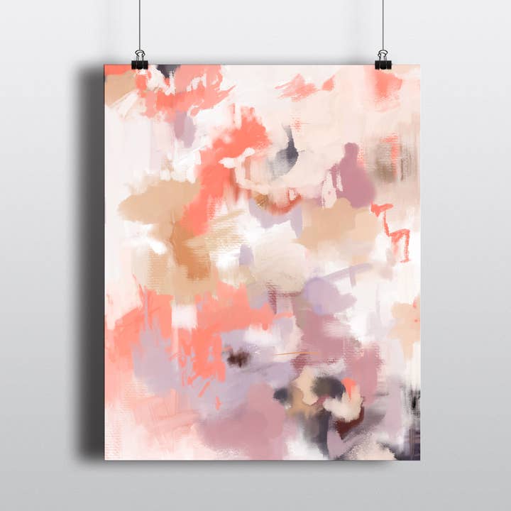 Kunstdruck KORALLE TAN LILA ABSTRAKT II für den Großhandel von pixelimpress