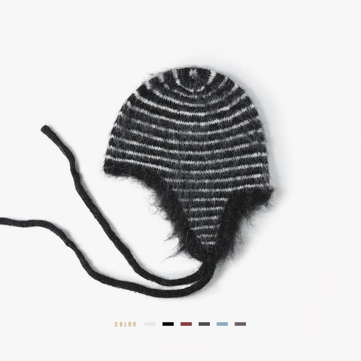Fuzzy Striped Earflap Beanie with Tie Closure and other Purchase Wholesale earflap. Free Returns & Net 60 Terms on Faire trending on Faire.