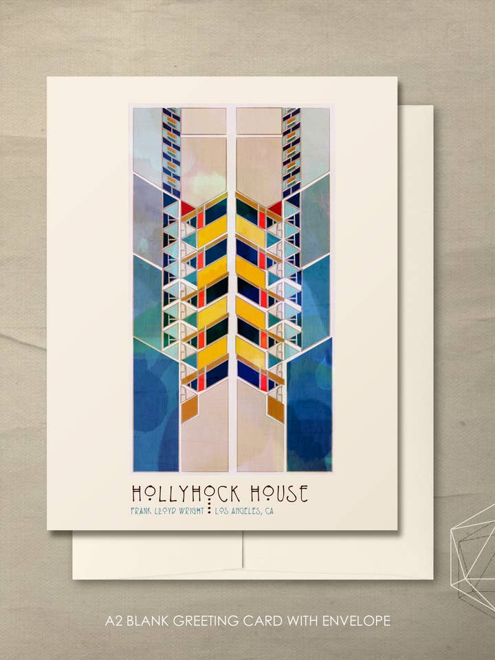 Biglietto di Auguri A2 Vuoto - FLW Hollyhock House per la vendita all'ingrosso da parte di Lucky Skye Graphics