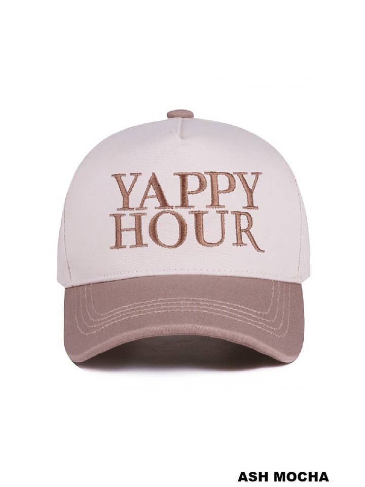 Casquette en coton à deux tons Yappy Hour pour la vente par Vanilla Monkey