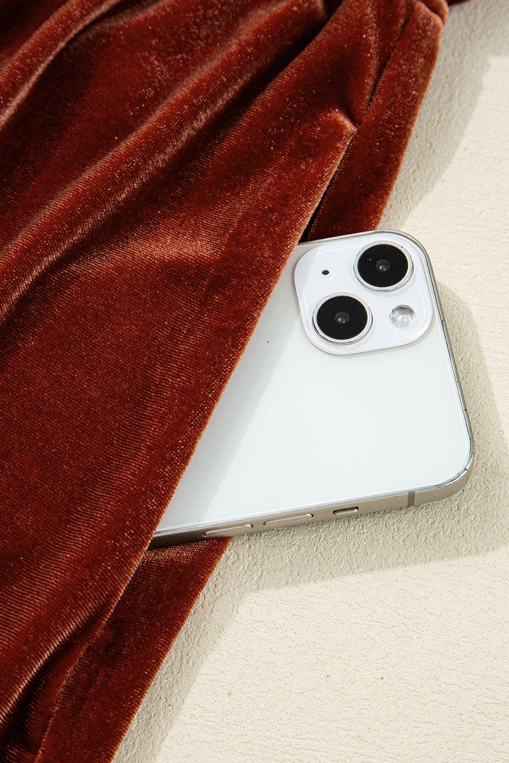 Clay Elastic V Neck Puff Sleeve Short Velvet Dress for wholesale on Faire7