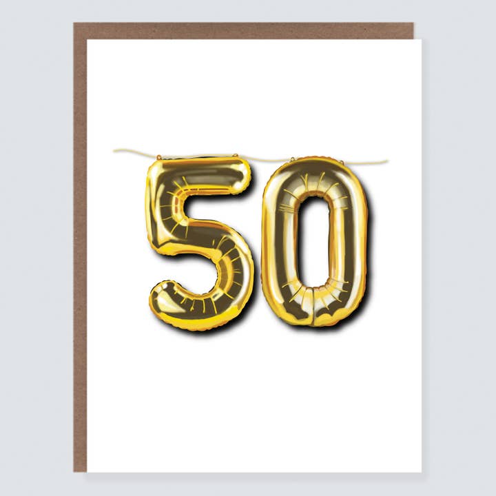 Milestone Birthday Card | 50 Balloon for wholesale by Morgan Swank Studio