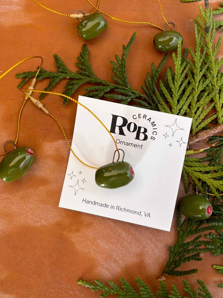 Olive Ornament Handmade Ceramic for wholesale by ROB Ceramics