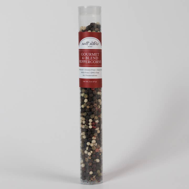 Salt Sisters - Vendita all'ingrosso Pepe in polvere/in grani - Tubo di Ricarica per Macinino - Pepe in Grani Gourmet 4-Miscele - 2 oz
