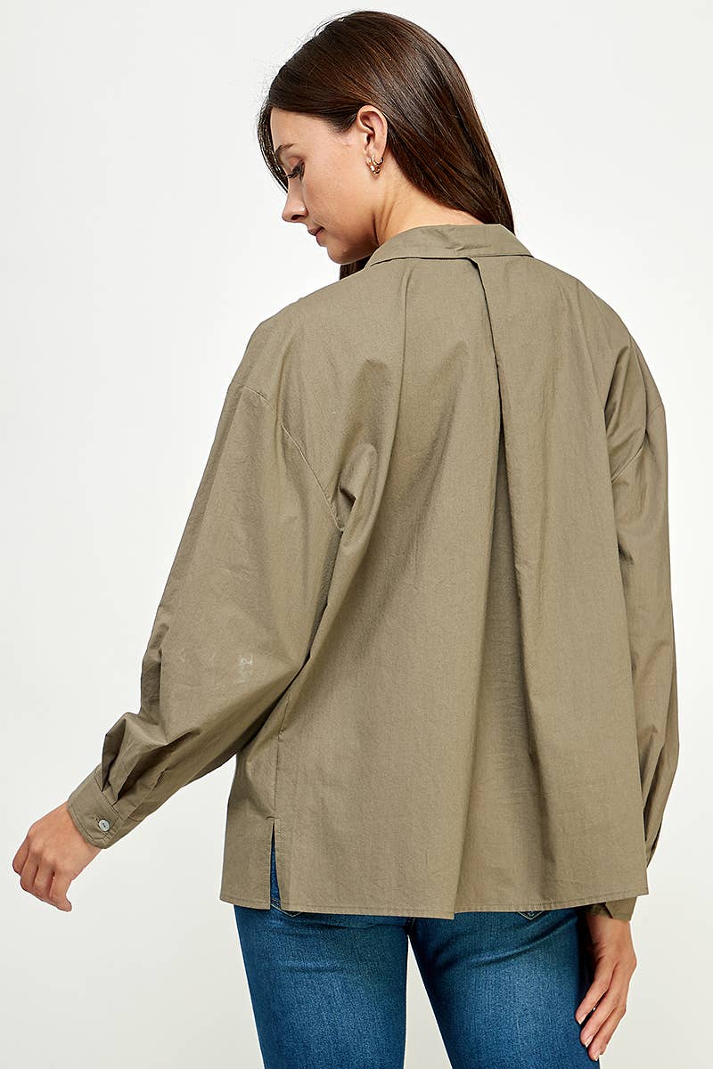 FUN2FUN - Wholesale Button Down Shirt - Women's - POPLIN COTTON BUTTON DOWN POCKET SHIRT6