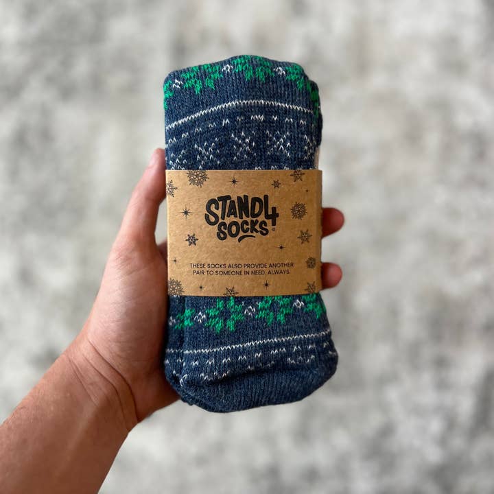 Thick Christmas Blue Fairisle Sock for wholesale on Faire2