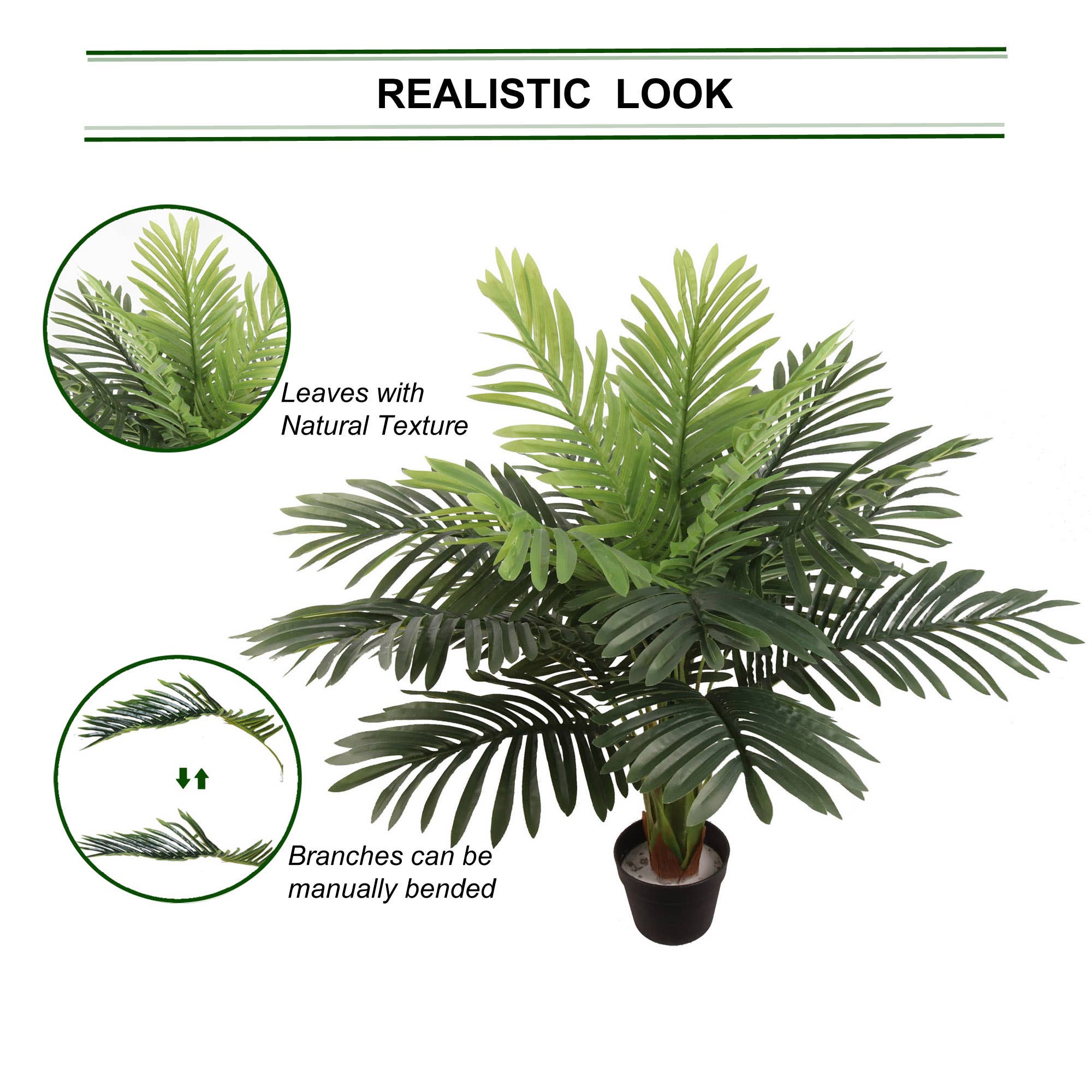 Larksilk - Wholesale Artificial Plant - 36-Inch Fan Palm Lush Indoor Greenery For Home Decor3