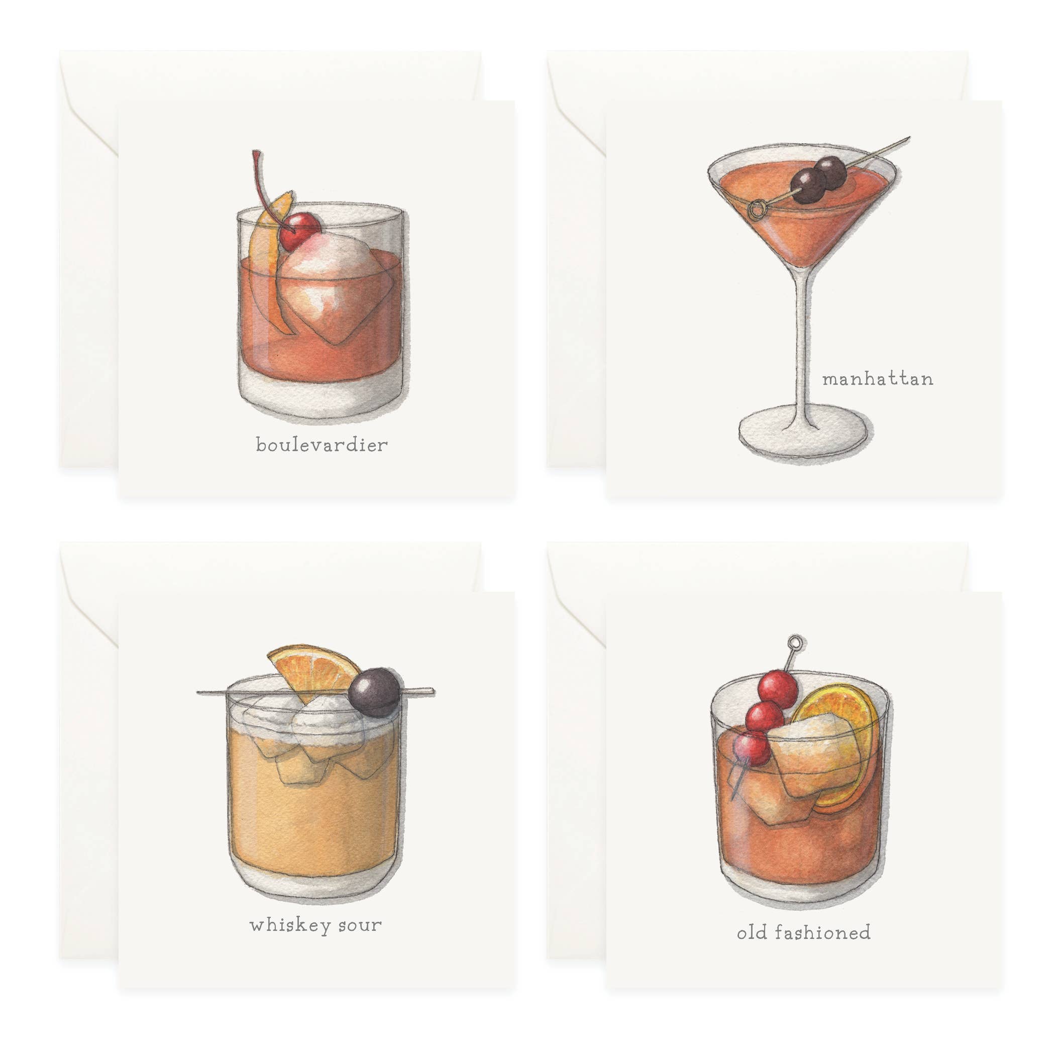 Yeesan Loh – Engroshandel Brevpapir/sæt med noteskort – Minikort sæt/cocktails. 01 Whisky & Bourbon3