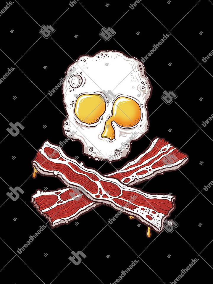 Threadheads - Wholesale Screen printed t-shirt – unisex - Bacon and Eggs Jolly Roger T-Shirt2