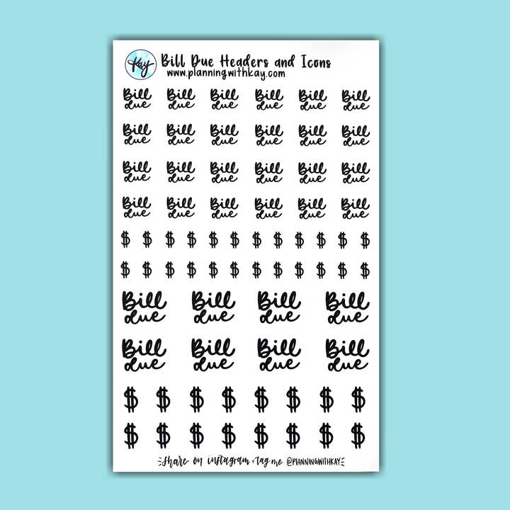 En-têtes et icônes des factures à payer pour la vente par Planning With Kay