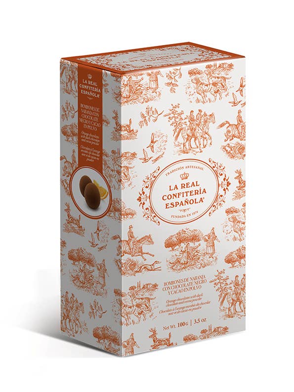 Naranjo Box (chokladpralin med apelsin) för wholesale av LA REAL CONFITERIA