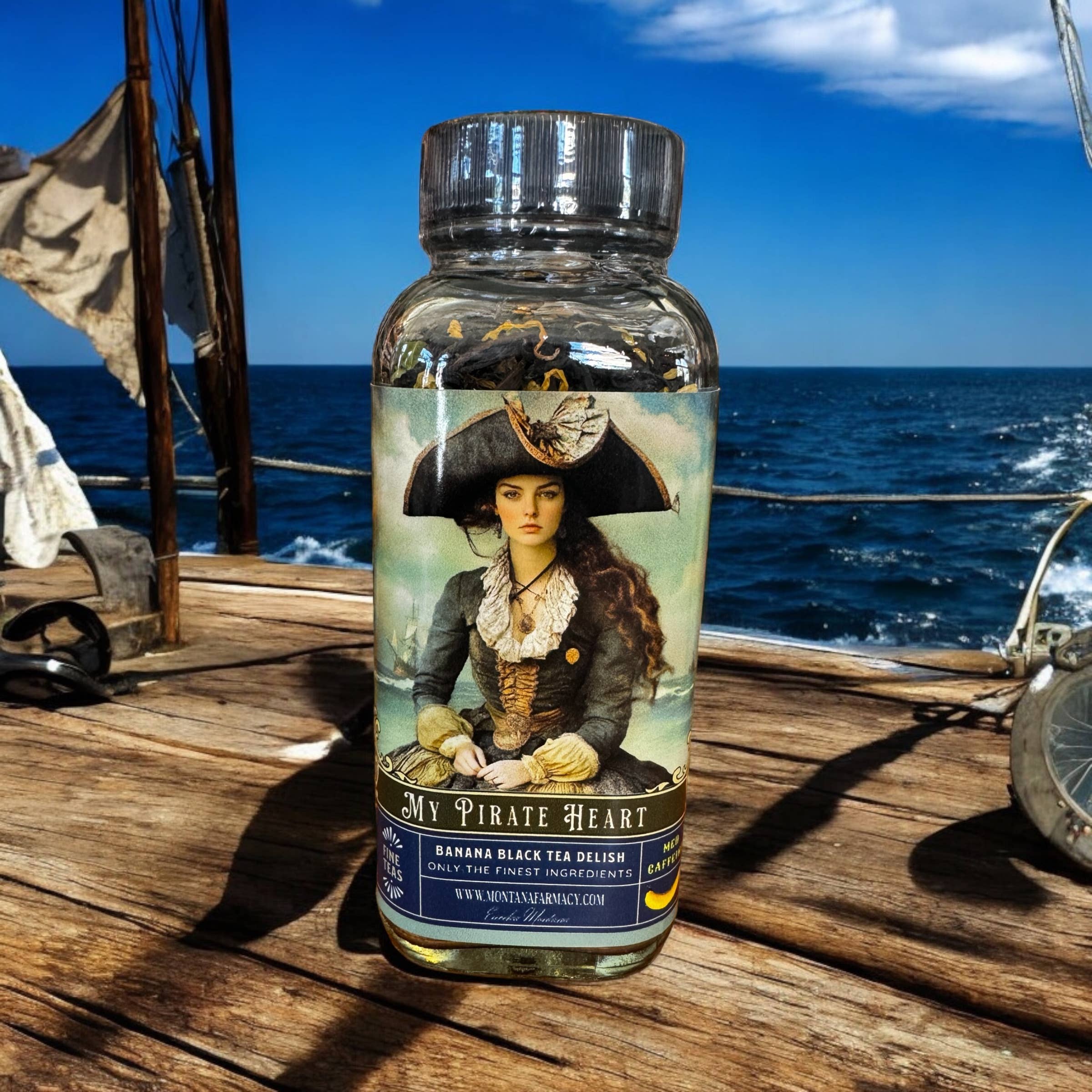 Montana Farmacy - Wholesale Loose Tea - MY Pirate Heart Banana Tea Beautiful Vintage Pirate Lady Jar7