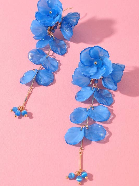 TRANSLUCENT FLOWER CLUSTER DROP EARRINGS EAE-5488 for wholesale by anbfashion