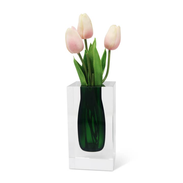 VIVIENCE - Wholesale Vase - Double Wall Crystal Bud Vase Colored Inner