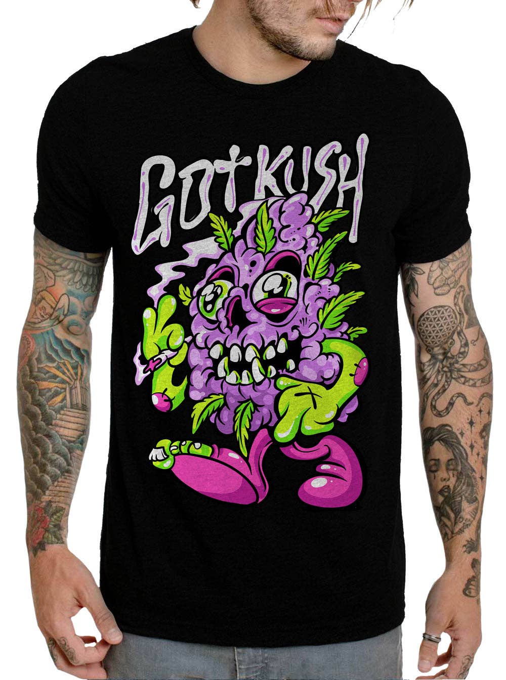Got Kush Clothing - Wholesale T-shirt met print - Heren - Got Kush Weed-E heren T-shirt, 100% katoen, voorgesneden