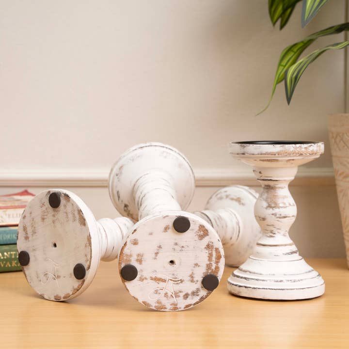 LuxeDesigns Co LLC - Wholesale Candle Holder - Wooden Candle Holders for Tall Pillar Candles Set of 314