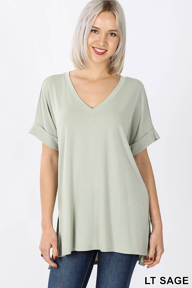 42POPS - Wholesale Tunic - Women's - `.Short Sleeve Side Slit Hi Low Hem18