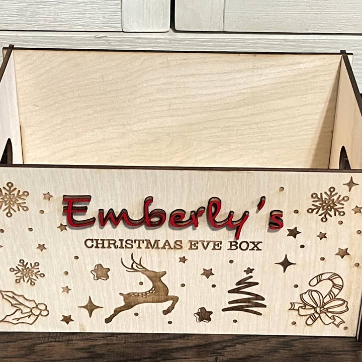 Deer Custom Designs - Vente Décoration de Noël - Boîte de réveillon de Noël en bois | Caisse de Noël pour enfant4