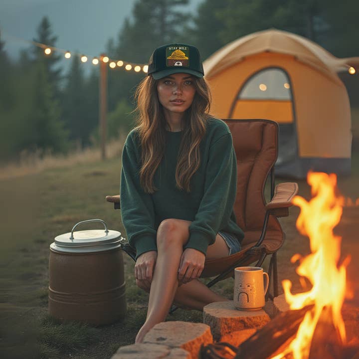 Stay Wild Trucker Hat in Deep Green for wholesale on Faire1