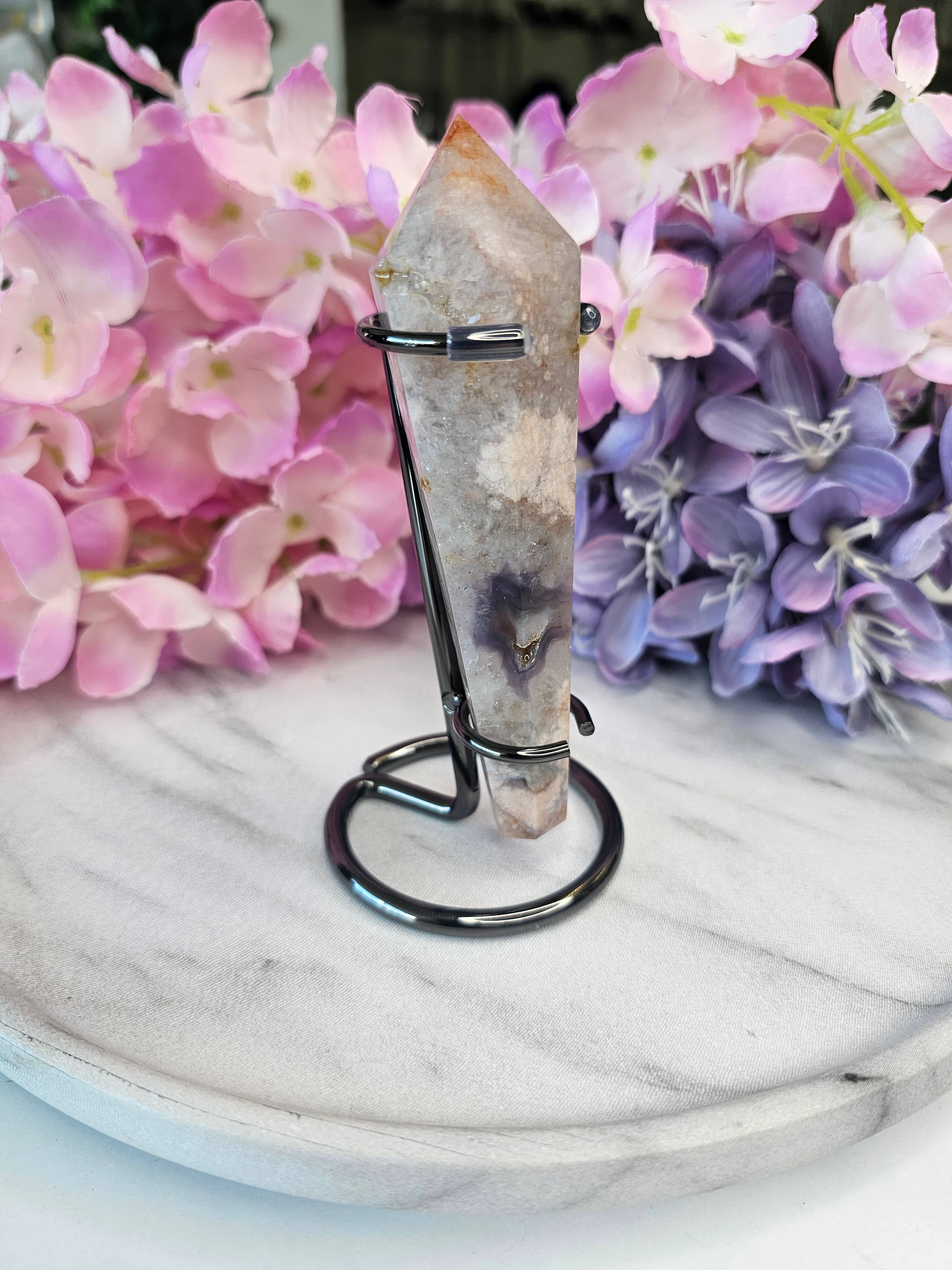 Crystal Cove Minerals – Großhandel Spiritueller Stein/Kristall – Flower-Achat Zauberstäbe mit Ständern4