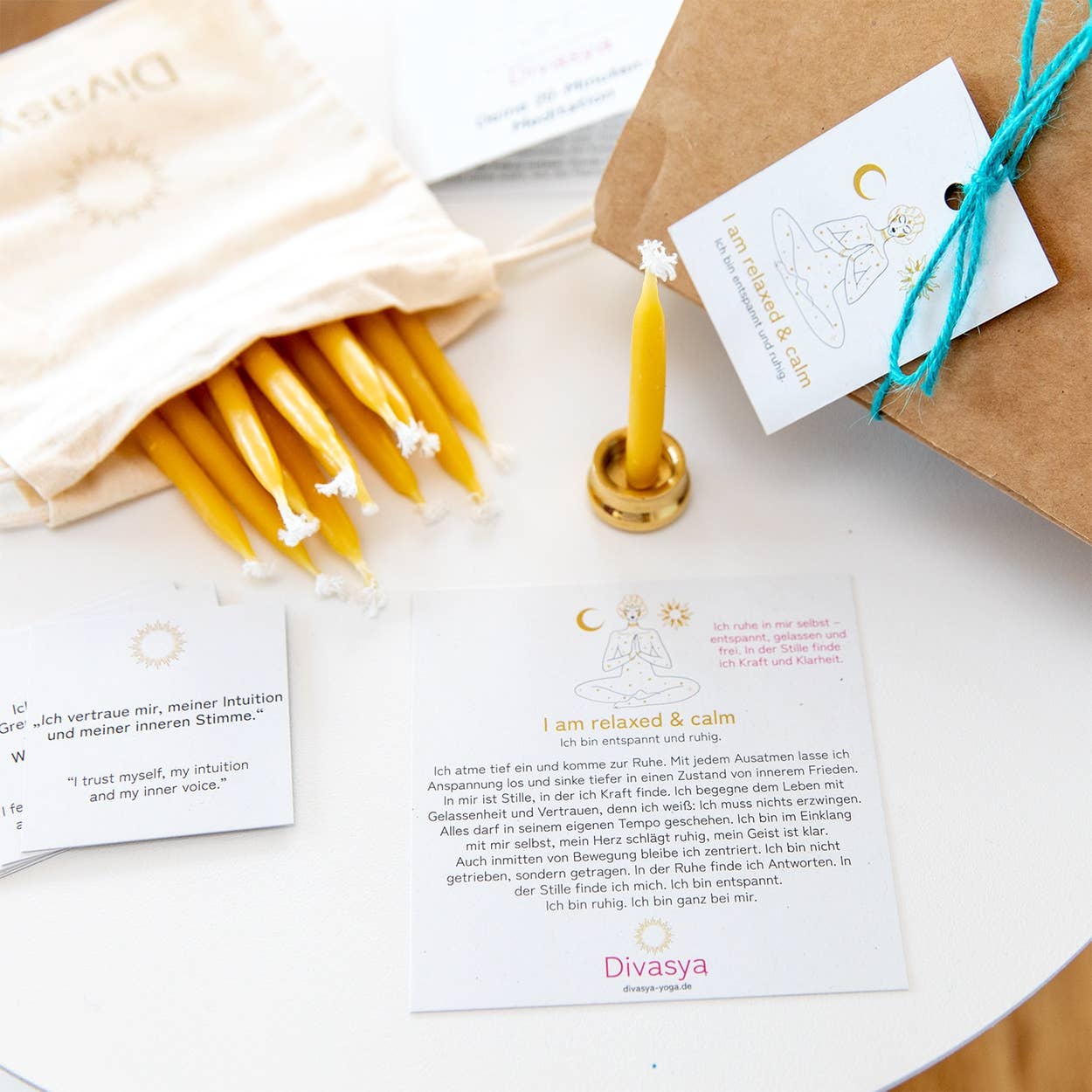 Divasya - Wholesale Meditation Supplies - 20-Minute Candles | Gift Set | I am relaxed & calm7