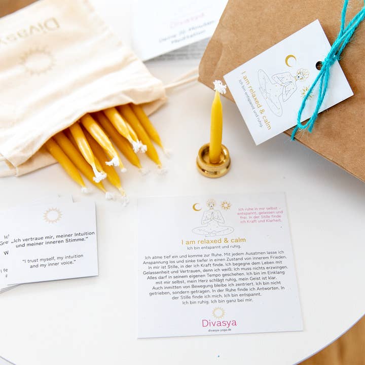 Divasya - Wholesale Meditation Supplies - 20-Minute Candles | Gift Set | I am relaxed & calm7