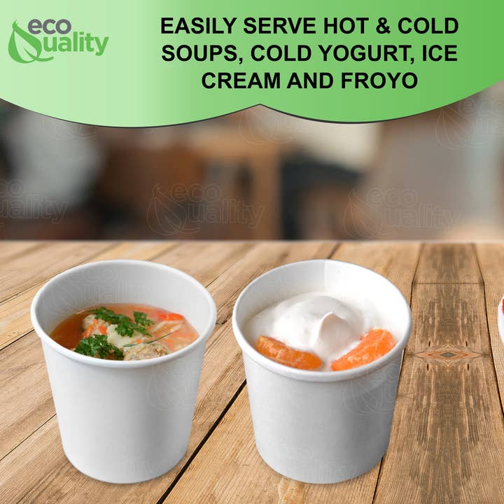 EcoQuality - Wholesale Disposable Cup - 26Oz Disposable White Paper Soup Containers Ice Cream Yogurt6
