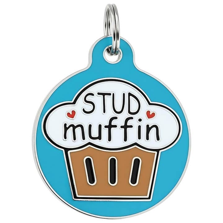 Médaille pour chien en émail avec ID pour animal scannable - Stud Muffin pour la vente par Bad Tags
