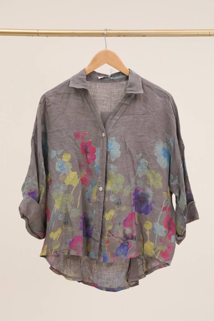 la maison des fibres naturelles – wholesale College/Baseball Jacket - Women’s – Floral print blouse 20984 100% linen11