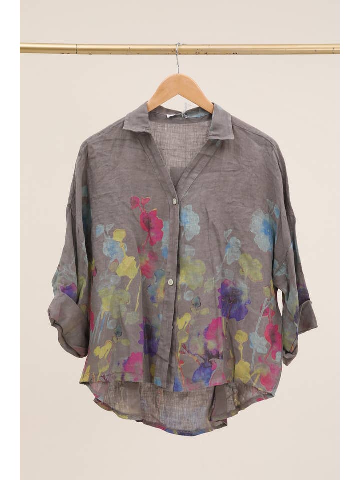 la maison des fibres naturelles – wholesale College/Baseball Jacket - Women’s – Floral print blouse 20984 100% linen11