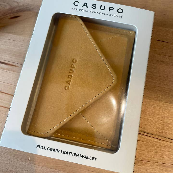 CASUPO - Wholesale Wallet - Men's - Women's Mini Leather Envelope Wallet - RFID wallet - Natural