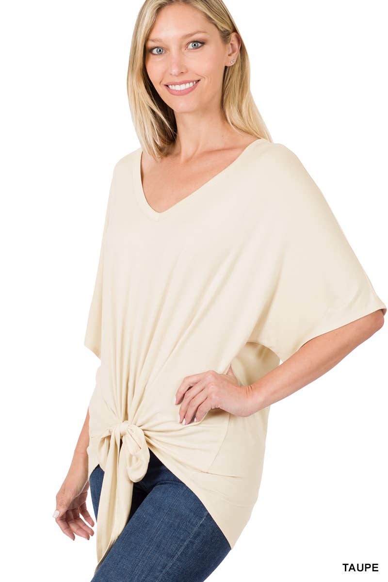 42POPS - Wholesale Tunic - Women's - ,..._ SI-18787 LUXE RAYON V-NECK TIE FRONT TOP2