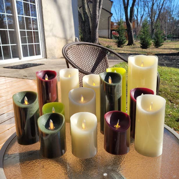 Green Pastures Wholesale - Wholesale Flameless Candle - LED Candles W/Flickering Wick - 3.5" diameter, 12 Styles2