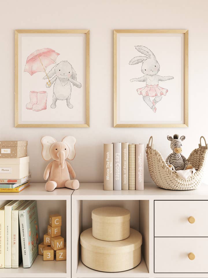 High Quality Nursery Print of Bunny on Watercolour Paper for wholesale by Paper Kuts