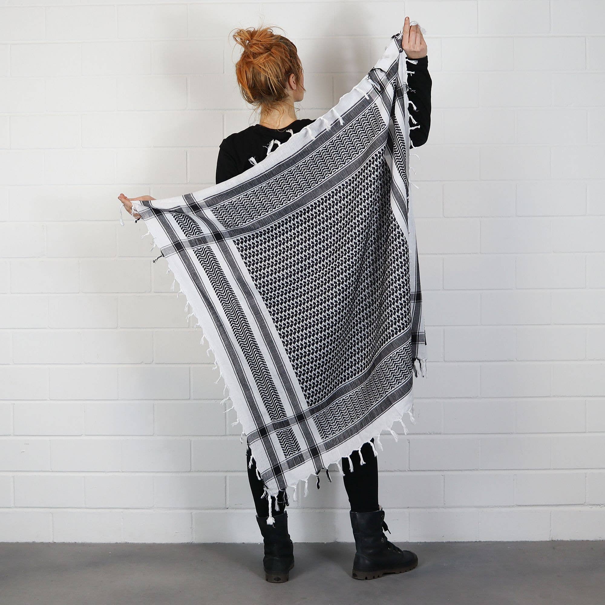 Tribal Trade GmbH - Wholesale Scarf - Unisex - Palituch - White - Black - Kufiya PLO towel9