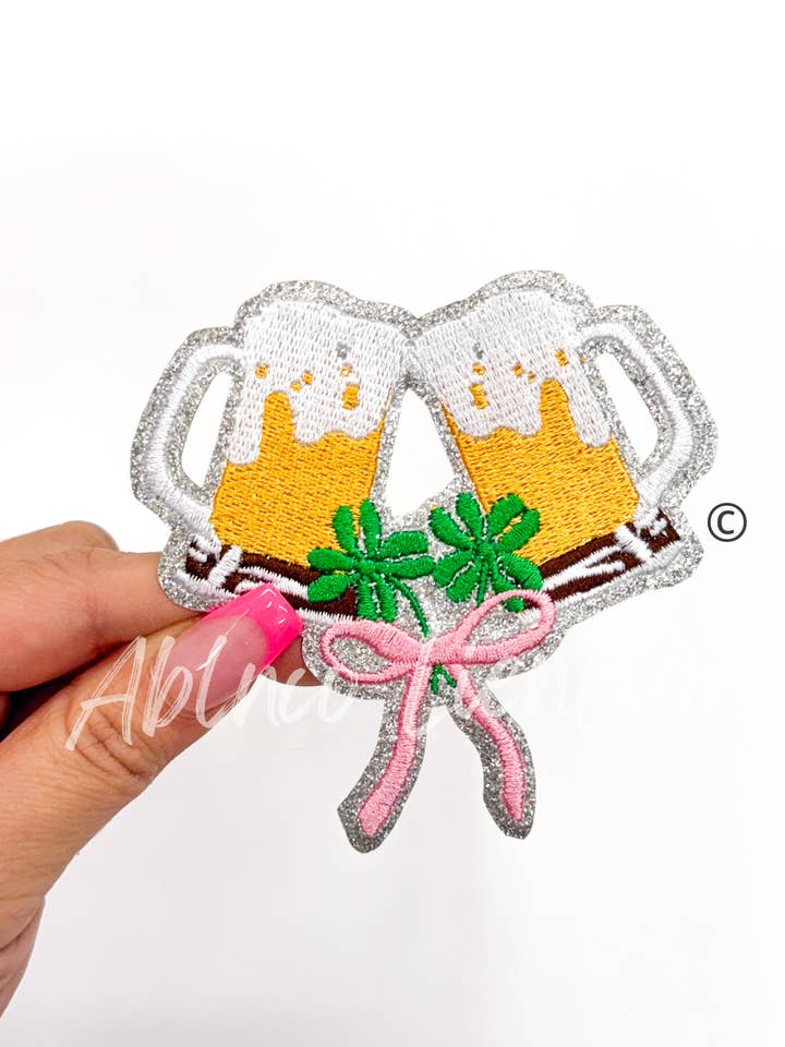 Bow Boozy Beer St Patricks Day Sequins Patch - Small for wholesale by ABLNco