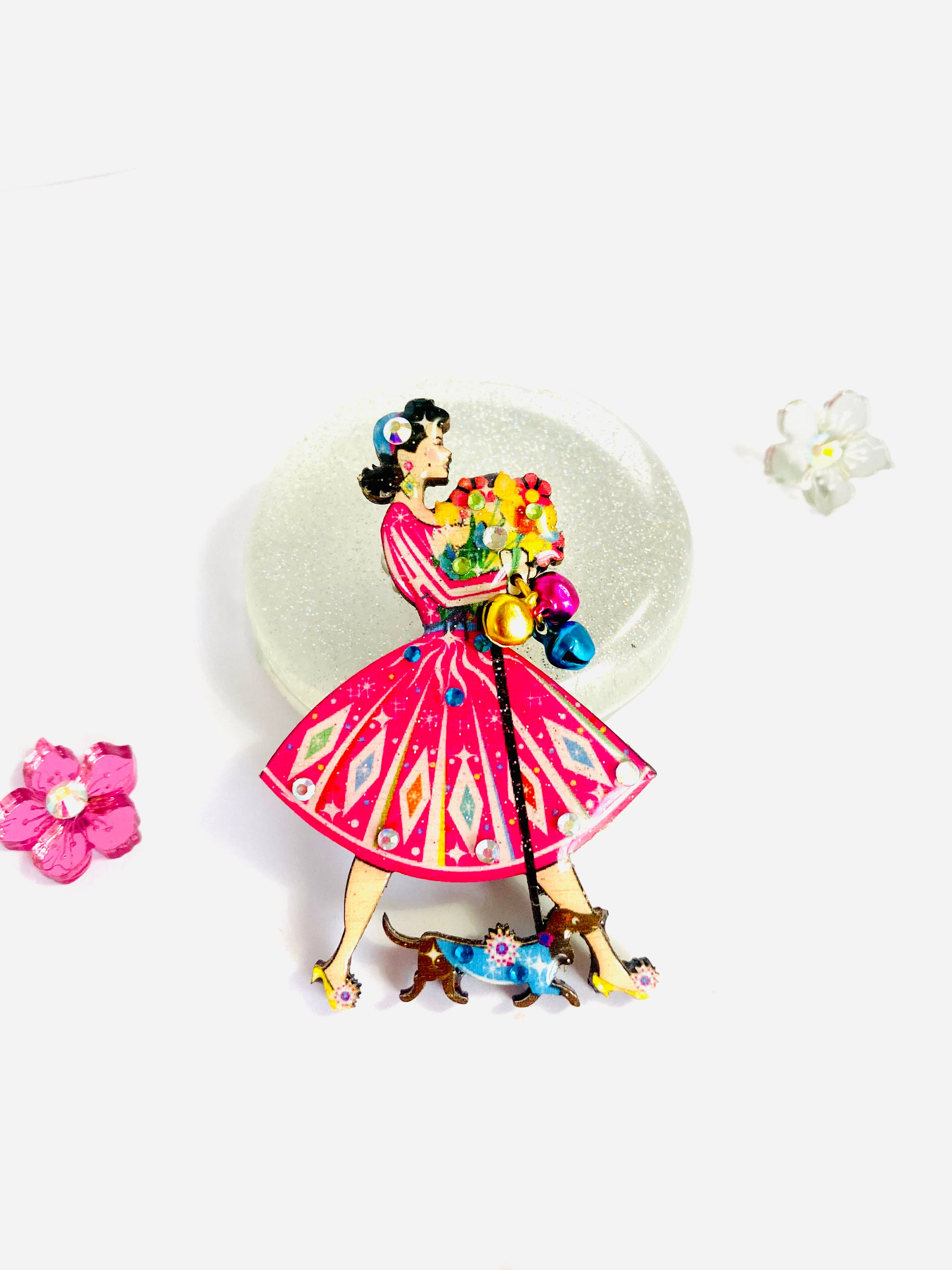 Rosie Rose Parker - Wholesale Brooch - 1950s retro quirky statement brooch brooch unusual brooch